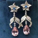 925 Sterling Silver 3ex 4ct Vvs Morganite Lab Diamond Drop k&otilde;rvar&otilde;ngad naistele pulmakihlus kingitus