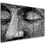 Kolmeosalise pildiga l&otilde;uendiprint Buddha Black White 60x40 hall v&auml;rv