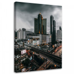 L&otilde;uendiprint Skyline City 40x60 must/valge