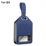 Samsung Galaxy Z Flip 4 Zflip 3 &uuml;mbrise luksusliku rombi kunstnahast k&auml;eshoitava s&otilde;rmetoe kronsteini jaoks kokkupandav p&otilde;rutuskindel k&otilde;va kate Samsung  Z Flip 4 sinine