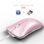 Juhtmeta kolme režiimiga hiir Bluetooth 3.0/5.0 taaslaetav m&auml;nguri 2,4 g kaasaskantav roosa hiir, vaikne m&auml;ng kahe režiimiga hiired Pink 2 modes