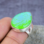 Roheline kolmik opaal kalliskivist k&auml;sitsi valmistatud 925 h&otilde;bedast s&otilde;rmust ehe kingitus armastusele 4 roheline