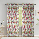 V&auml;rviline lillekardin elutuppa Elegantne abstraktne kardin Lilleviinapuust prinditud aknakatted k&otilde;rge varjundiga (70&ndash;90 %)2 paneeli W53.5 X H183cm X 2