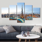 HD-printide plakat 5-osaline linn Dubai vaade maalid Modulaarne seinakunst Kodukaunistus L&otilde;uend Maastikupiltide raamistik 20x35cm*2 20x45cm*2 20x55cm*1