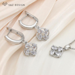 Trendikas elegantsed naturaalse veetilga tsirkoonist rippuvad k&otilde;rvar&otilde;ngad roosa kullav&auml;rvi ehtekomplektid naistele isikup&auml;rase peo ripatsiga kaelakee