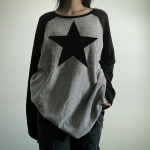Naiste Harajuku Star Print Piece Piece Piece S&uuml;gis vabaaja Suures suuruses avara sviitriga sviitrid L