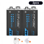 9 V 1200 mAh 6F22 USB Taaslaetav liitium-ioonaku 9 V liitium multimeeter mikrofoni m&auml;nguasja kaugjuhtimispult KTV kasutamiseks 2 must