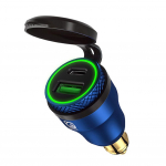 Alumiiniumist DIN Hella pistik 30W 5A toiteallika mootorratta topelt-USB laadija QC3.0 toiteadapter Veekindel 12V-24V BMW Ducati jne Hella DIN-pesa jaoks 5.8x2.8x2.8cm