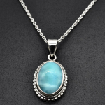 Naiste ripats kaelakee Sterling h&otilde;be ehted Larimar Gemstone ilus kaelakee
