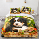 3D Lemmiklooma mustriga voodipesukomplekt Loomade koerte tekikate 2/3 mikrokiust kangast AU/EL/US/UK/DE t&auml;issuuruses pehme kiiresti kuivav kodu&uuml;likond DE 100x135cm
