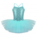 Laste t&uuml;drukute litritega Camisole Ballet Tutu Kleit Seelikuga trikoo Baleriin S&auml;delevad tantsukost&uuml;&uuml;mid 6-7 Years t&uuml;rkiissinine