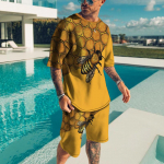 Meeste riietus suvine l&uuml;hikeste varrukatega Hiina draakoni T-s&auml;rgi komplekt Moodne 2-osaline t&auml;navar&otilde;ivas 3D tr&uuml;kiga spordirand l&uuml;hikesed p&uuml;ksid spordir&otilde;ivad XXL