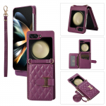 Crossbody Wallet telefoni&uuml;mbris Samsung Galaxy Z Flip 5 4 3 Flip5 Z Fold 3 4 5 S23 S22 Ultra A13 A14 A54 A24 A52 kaardihoidja aluse nahkkattega Samsung Z flip 3 punane