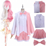 Anime Danganronpa Monomi Cosplay Roosa pikk parukas Monokuma JKUniform kapuutsiga jope t&uuml;drukute seelikukomplekt s&auml;rk Halloweeni karnevalikost&uuml;&uuml;mid L-(Costume+Wig)