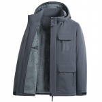 Talvine meeste &otilde;ue tuulekindel veekindel kapuutsiga kaubajope, soe mitme taskuga eemaldatav kork, polsterdatud jope M hall