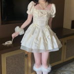 Kawaii Lolita Kleit Side Armas T&uuml;druk Pehme Haldjas S&uuml;nnip&auml;evapidu Puhvvarrukad l&uuml;hikesed kleidid Mood uus S