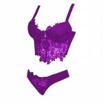 Uus naiste moodne pitspesu, kaheosaline komplekt Push Up pitsrinnahoidja ja alusp&uuml;kste komplekt S lilla