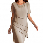 Naiste moodne &scaron;ifoonist kleit &Uuml;markaelusega l&uuml;hikeste varrukatega &uuml;hev&auml;rviline plisseeritud kleit Elegantne pidulik Midi XL