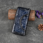 Ehtsast nahast reljeefse kaardihoidjaga rahakott rahakotid meestele naistele unisex vintage nahast pikk rahakott mood k&auml;ekotid 19.5cm*2.5cm*10cm sinine