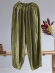 Johnature naiste vintage linasest laia s&auml;&auml;rega p&uuml;ksid elastne v&ouml;&ouml;koht lahtised s&uuml;gisp&uuml;ksid Hiina stiilis naiste pehmed pikad p&uuml;ksid One Size roheline