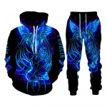Phoenix Tattoo 3D k&otilde;ikjal tr&uuml;kitud kapuutsiga dressid Meeste dressid pikkade varrukatega dressipluusid dressip&uuml;ksid meeste t&auml;navar&otilde;ivaste komplektid 2XL