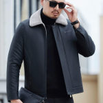 Ehtsast nahast sulejope Meeste jakk Talvine Uus Meeste rev&auml;&auml;riga Paksendatud vabaaja Lambanahast jope Meeste trend L must