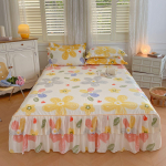 Kahekihiline pitsist voodiseelik, kolmeosaline komplekt, paksendatud libisemisvastane voodikate, voodiseelik, &uuml;heosaline voodikate, voodiseelik, kolmeosaline komplekt 120x200cm