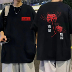Jaapani anime Tokyo Ghoul Spider Lily T-s&auml;rk Unisex Naiste Lahedad Kanekikeni graafilised T-s&auml;rgid Suurem&otilde;&otilde;tmelised Harajuku t&auml;navar&otilde;ivad T-s&auml;rgid Topid L