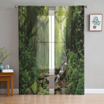 Troopilise metsa džungli t&uuml;llkardinad elutoa kaunistamiseks Moodne &scaron;ifoonist Sheer Voile k&ouml;&ouml;gikardin 135W x 114H(cm)