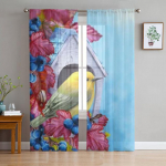 Taim Lilled Koolibrid L&auml;bipaistvad kardinad Aknakardinad Elutoa kardinad Magamistoa rulood Lastetoa Kodukaunistus 135W x 114H(cm)