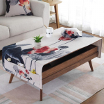 Maalimine Laudlina Lootose lillede puuvillane linane lauakate Kohandatud kunsti multifunktsionaalne taskukohvilaua&otilde;li -kindel kate 60X150cm