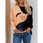 Naiste T-s&auml;rk Tee Cat 3D Igap&auml;evane N&auml;dalal&otilde;pp Must Roosa Sinine Print Pikkade Varrukatega Moodne &Uuml;markaelus Tavaline Liiv Kevad ja S&uuml;gis S