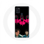 Coque Samsung Galaxy A21S Squid Game Seong Gi hun et Kang Sae Byeok Masques Triangle carr&eacute; et Cercle