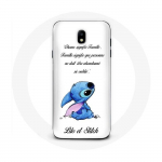 &Uuml;mbris Samsung Galaxy J7 2017 Lilo ja Stitch Ohana Quote White jaoks