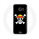 &Uuml;mbris Samsung Galaxy S6 One Piece Manga Skull musta taustaga