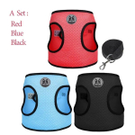 3tk /Komplekt Kutsikarakmete jalutusrihm Koerarakmete vest v&auml;ikestele koertele Kassidele Jalutusrihm Hingav lemmikloomade rinnarihm Chihuahua XS 1.5-2.5kg red