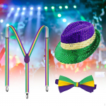 Meeste lipsukomplekt, litrid kauboi m&uuml;ts, uudne Cowgirl mardigras karnevalikleidi jaoks Common Suspender Tie