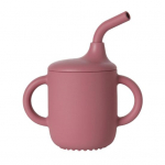 Yousheng 180 ml &Otilde;ppiv joogitassi seif koos k&otilde;rrega, T&auml;iuslikult istuv kukkumisvastane silikoonist topeltk&otilde;rvaga Baby Sippy Cupi laste aksessuaarid veinipunane v&auml;rv