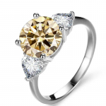 Sace Gems D-v&auml;rviline 3-katine Moissanite'i s&otilde;rmus S925 naelsterlingiga kaetud 18k valge kullaga pulmakihluse peened ehtes&otilde;rmused naistele 9 tuhmkollane