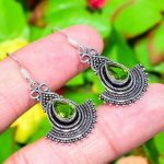 Natural Peridot Gemstone Handmade 925 Sterling Silver Earring 1.73 z4k28