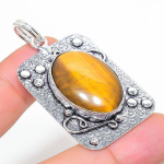 Natural Tiger Eye Gemstone Handmade 925 Sterling Silver Pendant 2.01 m7p20