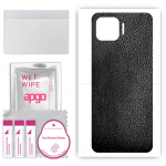 apgo Protective Skin Sticker for the back compatible with Oppo Reno4 F, Wrap Film, Foil, Vinyl - Pattern Black Leather