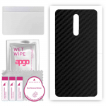 apgo Protective Skin Sticker for the back compatible with Nokia 8, Wrap Film, Foil, Vinyl - Pattern Carbon Black