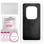 apgo Protective Skin Sticker for the back compatible with Tecno Phantom X2 pro, Wrap Film, Foil, Vinyl - Pattern Black Leather