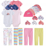 KIDDIEZOOM 19 tk/komplekt vasts&uuml;ndinu kost&uuml;&uuml;mid+p&uuml;ksid+kindad+m&uuml;tsid, 100% puuvillane prindiga unisex beebit&uuml;druku poisiriided vasts&uuml;ndinud kingitus 0-3Months