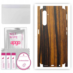 apgo Protective Skin Sticker for the back+sides compatible with Realme 6 Pro, Full Wrap Film, Foil, Vinyl - Pattern Tigerwood