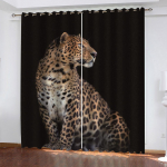Leopard Tiiger Pimendav Kangas Kardinad Metsloomade Kardin Elutuba Magamistuba Troopilised Taimed Aknakate 2 Paneeli W50H130(CM)x2&Hook