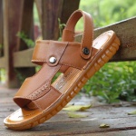 Meeste kingad Slip-On Split Nahk Pehme Meeste Rannas Suvised Meeste sandaalid Sussid Pl&auml;tud pl&auml;tud 38 kollane