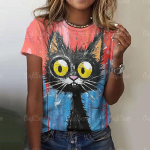 Suvine naiste T-s&auml;rk Funny Animal 3D Prindiga Suured r&otilde;ivad Moodsad kaelusega vabaaja l&uuml;hikeste varrukatega pullover Naiste T-s&auml;rgid S