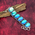 M&uuml;stiline opaal 925 prooviga h&otilde;be k&auml;ev&otilde;ru ehted, k&auml;sitsi valmistatud kaunid ehted, h&auml;mmastav v&auml;&auml;riskivi reguleeritava keti k&auml;ev&otilde;ru kingitus &otilde;ele 8 Inches With AdjustableS valge